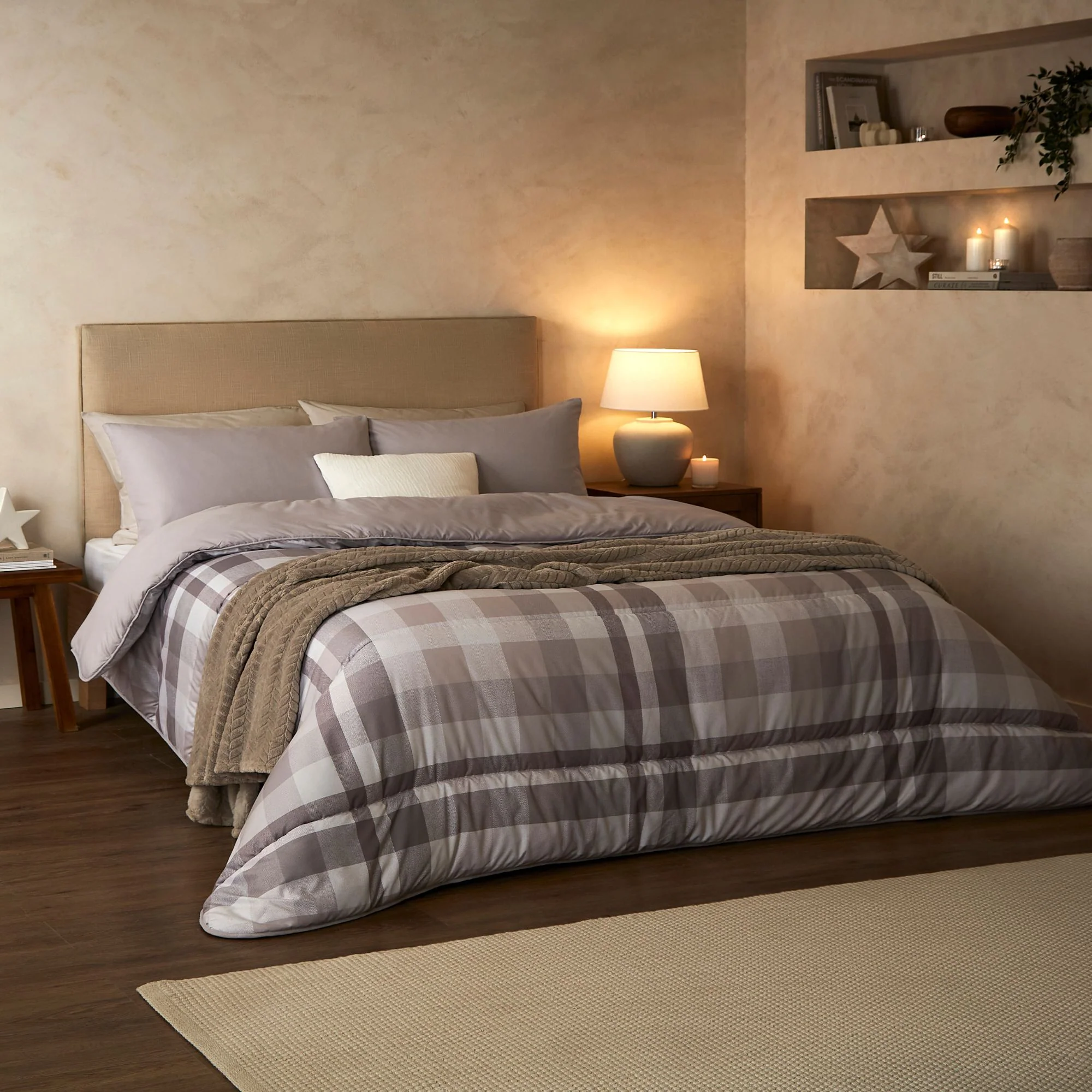 Night Lark® Natural Check Coverless Duvet Set