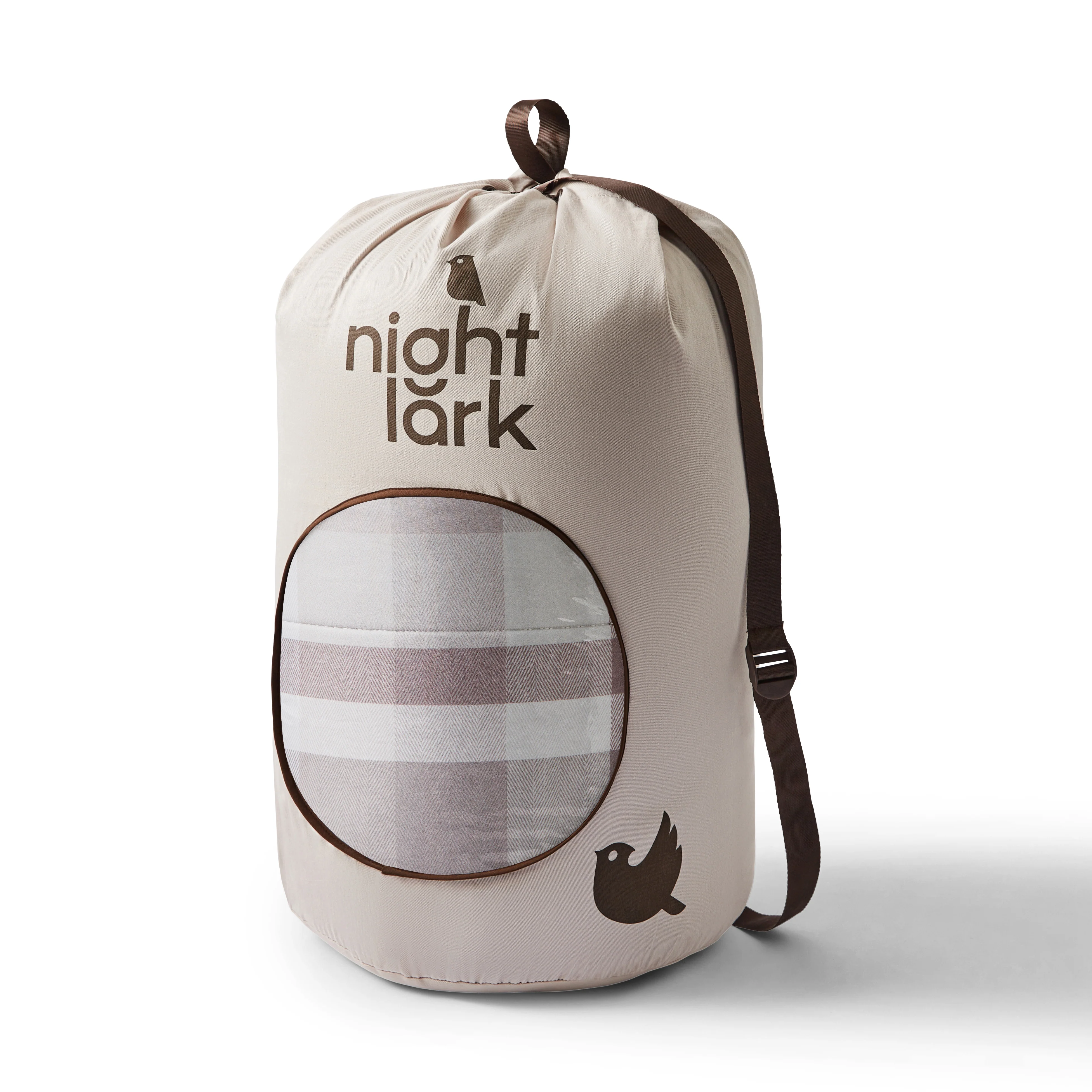 Night Lark® Natural Check Coverless Duvet Set - Image 6