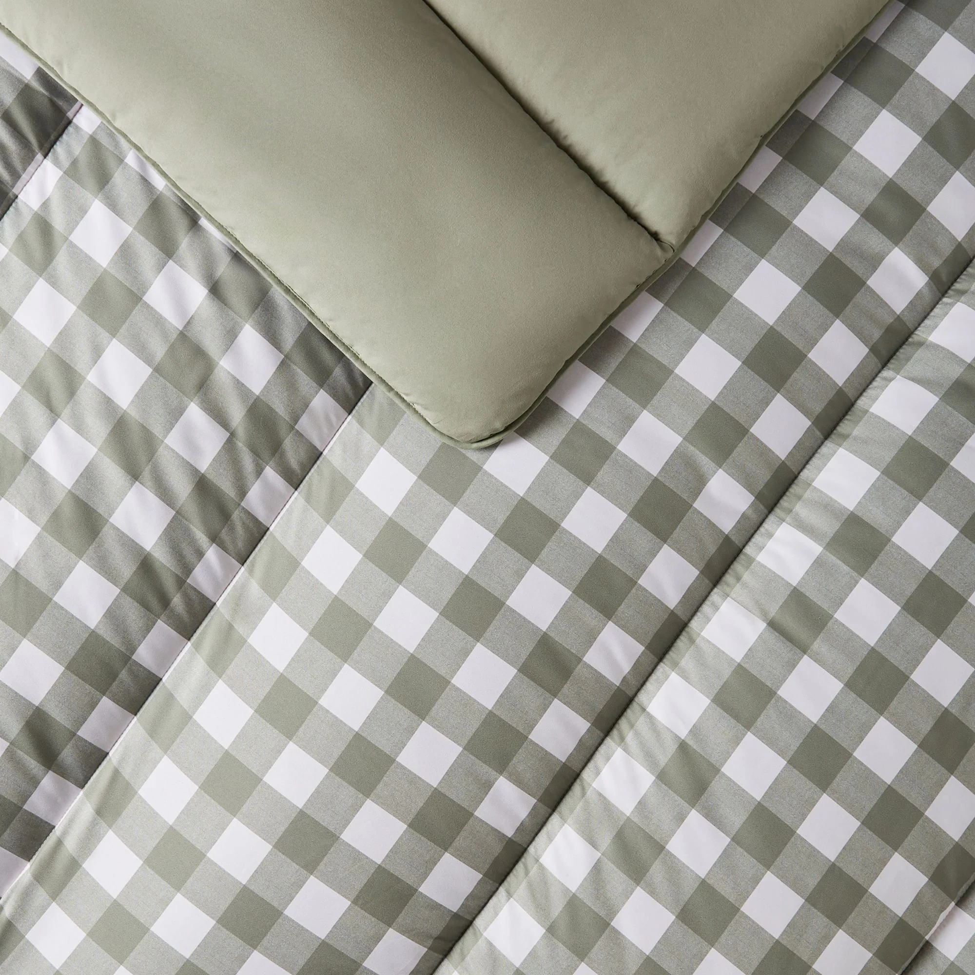 Night Lark® Olive Gingham Coverless Duvet Set - Image 3