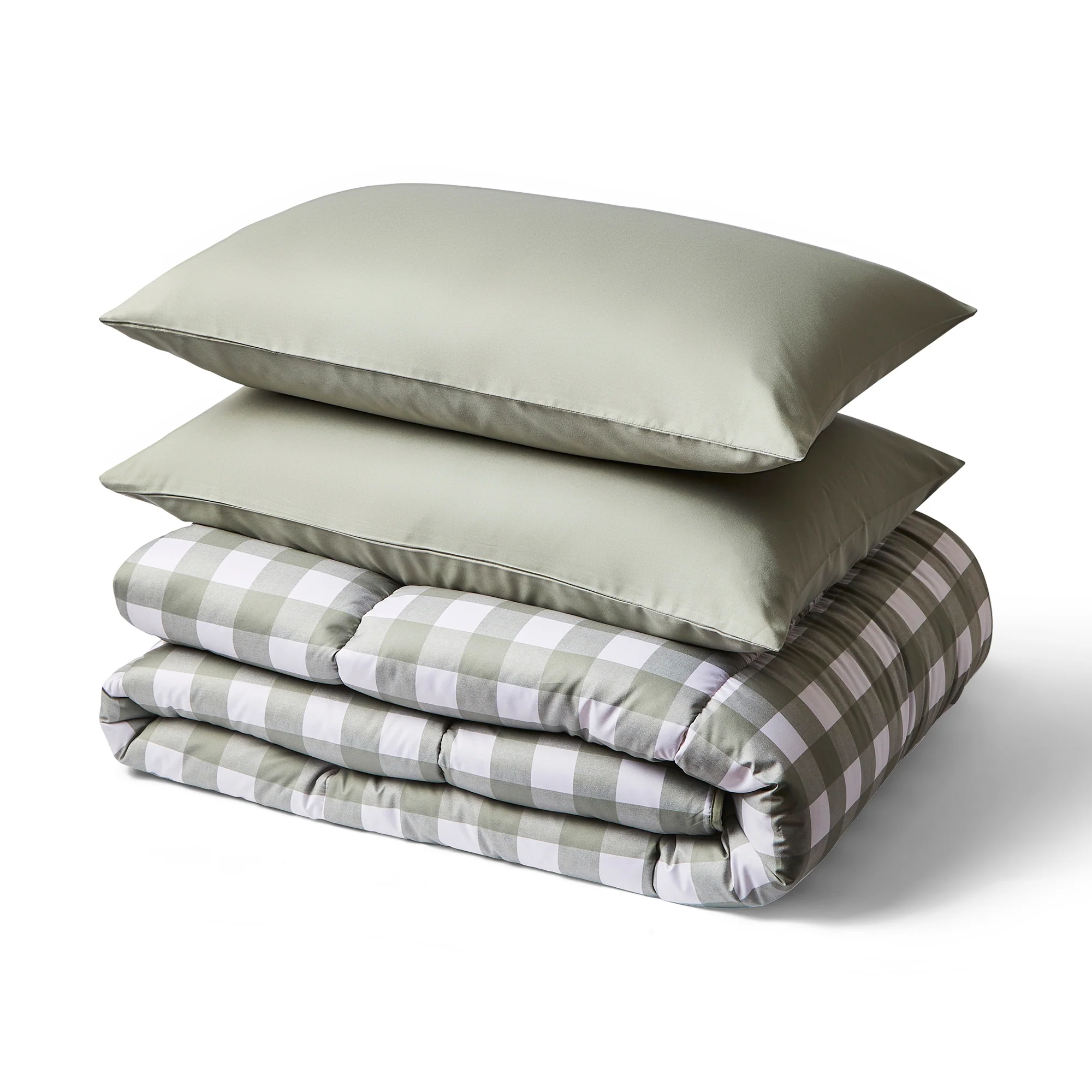 Night Lark® Olive Gingham Coverless Duvet Set - Image 5